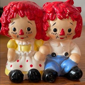 Vintage Rare Raggedy Ann & Andy Bank & container